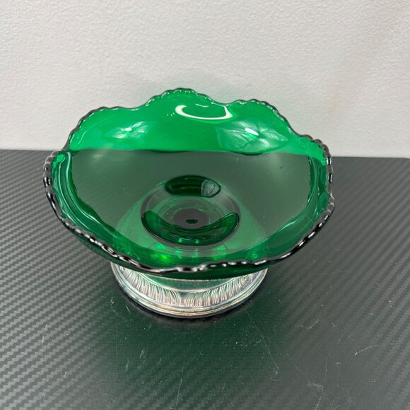 Sterling Silver & Emerald Green Glass Frank Whiting Compote Bowl Candy Dish 2074 - Picture 2 of 8